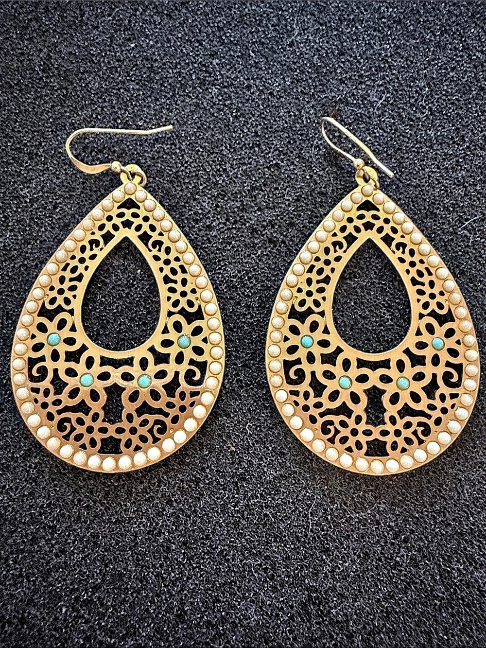 Brighton Gold & Turquoise Teardrop Earrings Like New